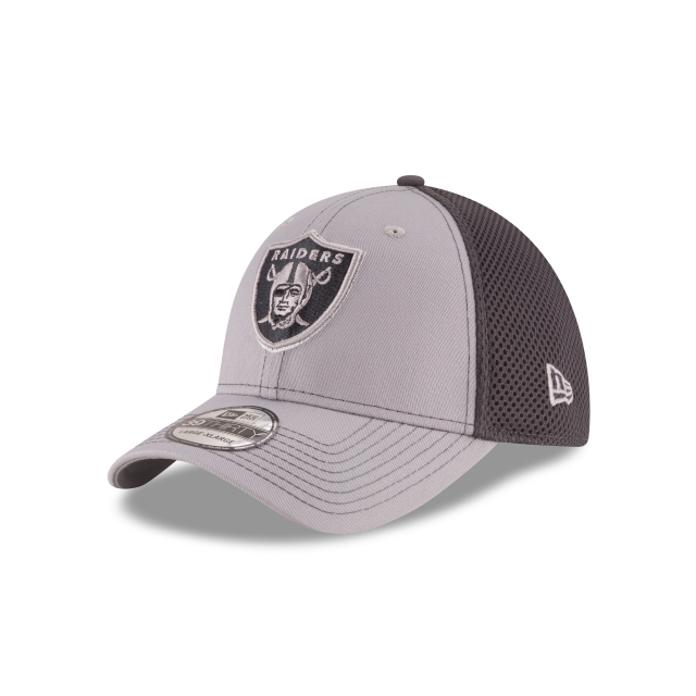 Las Vegas Raiders NFL New Era Men's Grey 39Thirty Grayed Out Neo 2 Stretch Fit Hat