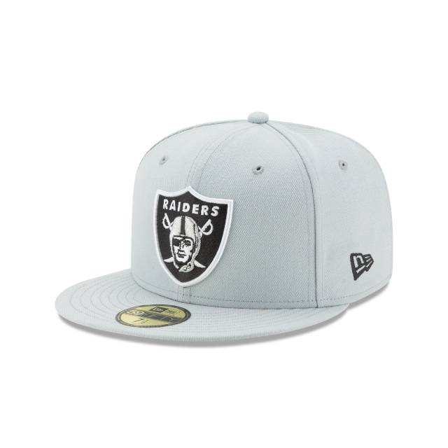 Las Vegas Raiders NFL New Era Casquette ajustée de base gris neige 59Fifty Team pour hommes