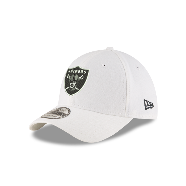 Las Vegas Raiders NFL New Era Men's White 39Thirty Team Classic Stretch Fit Hat