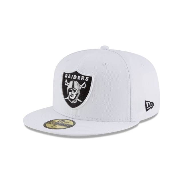 Las Vegas Raiders NFL New Era Men's White 59Fifty Team Basic Fitted Hat