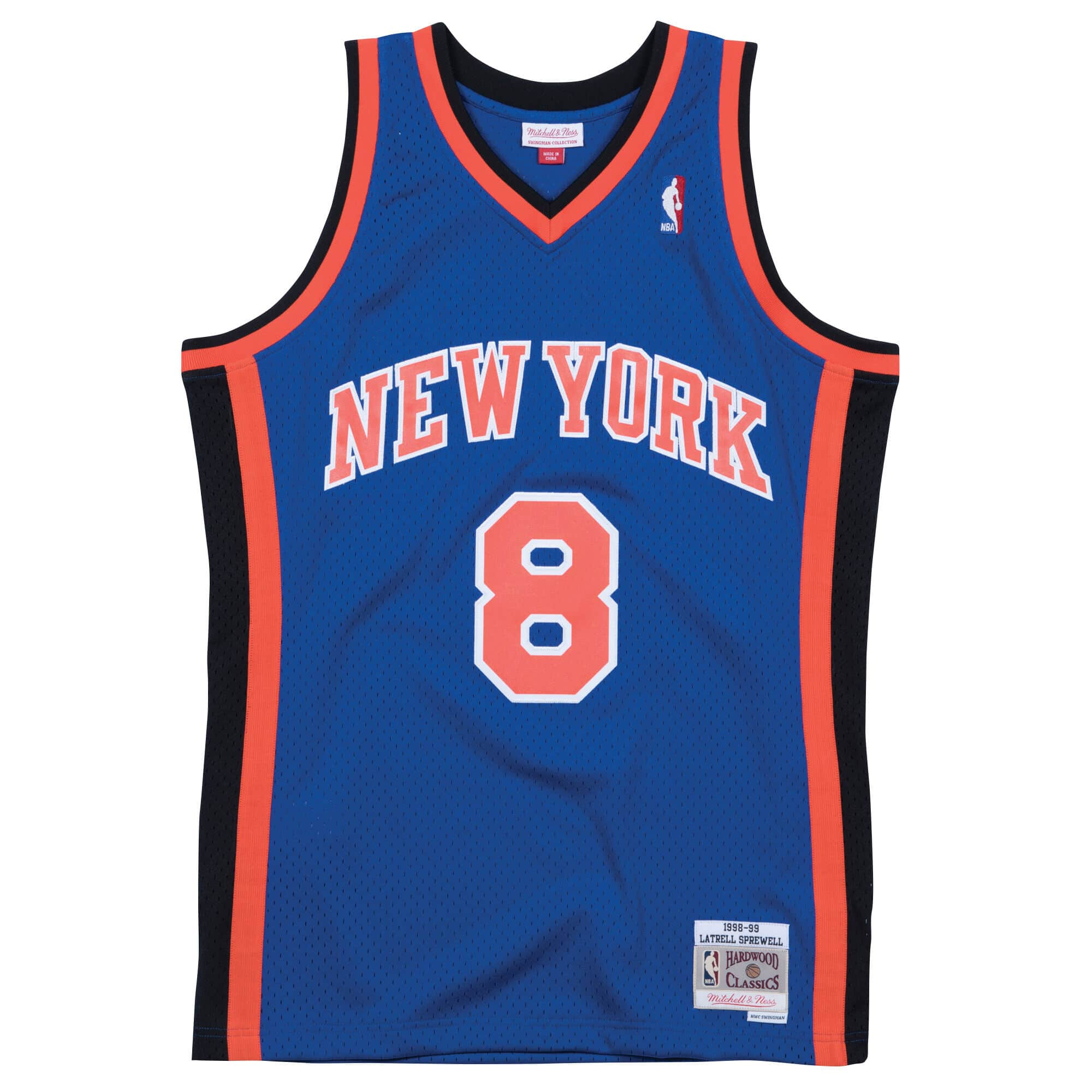 Latrell Sprewell New York Knicks NBA Mitchell & Ness Men's Royal Blue 1998-99 Hardwood Classics Swingman Jersey