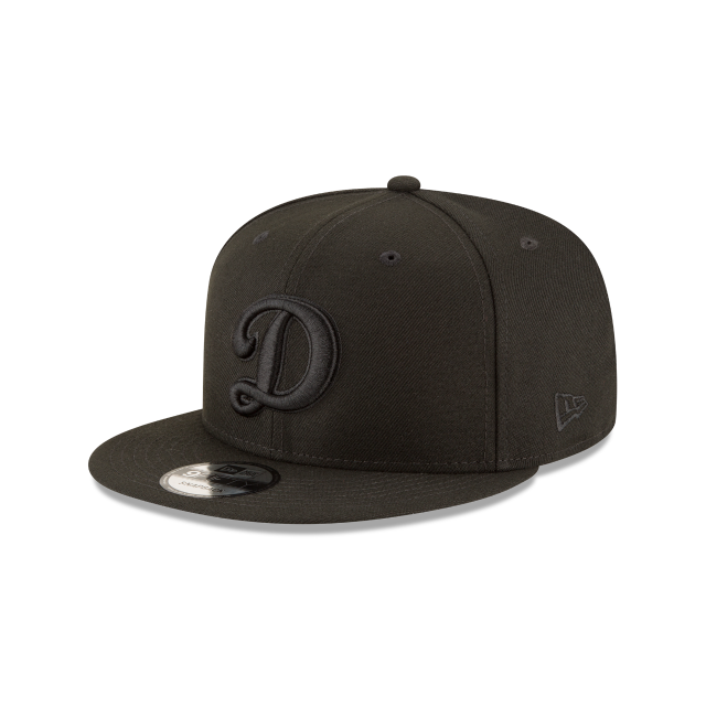 Los Angeles Dodgers MLB New Era Men's Black on Black D Logo 9Fifty Basic Snapback
