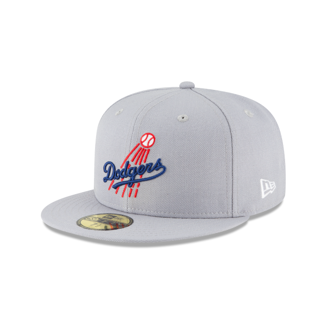 Los Angeles Dodgers MLB New Era Casquette ajustée en laine grise 59Fifty Cooperstown 1958 pour hommes