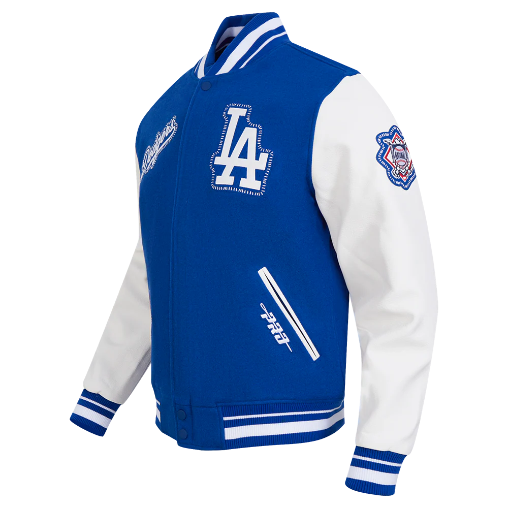 Veste universitaire en laine côtelée bleu royal Los Angeles Dodgers MLB Pro Standard pour homme, à surpiqûres personnalisées