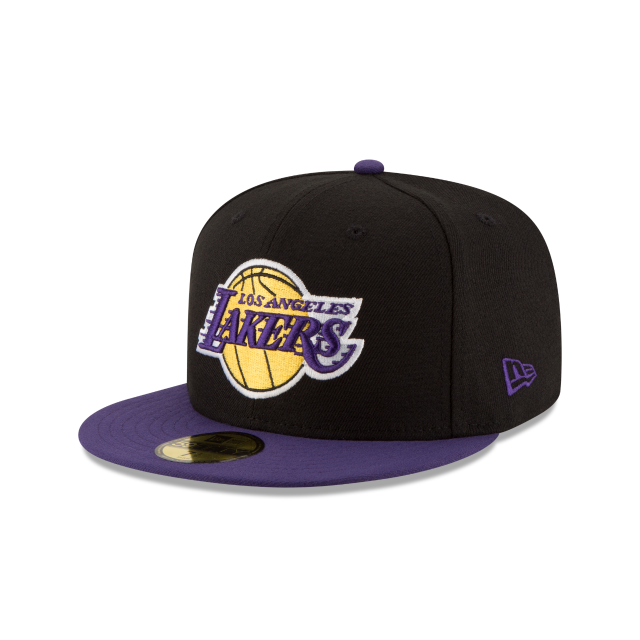 Casquette ajustée bicolore 59Fifty noire/violette pour homme NBA New Era des Los Angeles Lakers