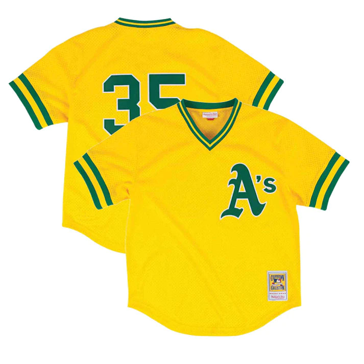 Rickey Henderson Oakland Athletics MLB Mitchell & Ness Maillot BP authentique jaune 1984 pour homme