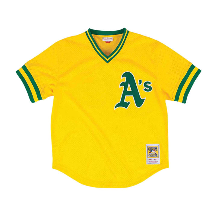 Rickey Henderson Oakland Athletics MLB Mitchell & Ness Men's Yellow 1984 Authentic BP Jersey