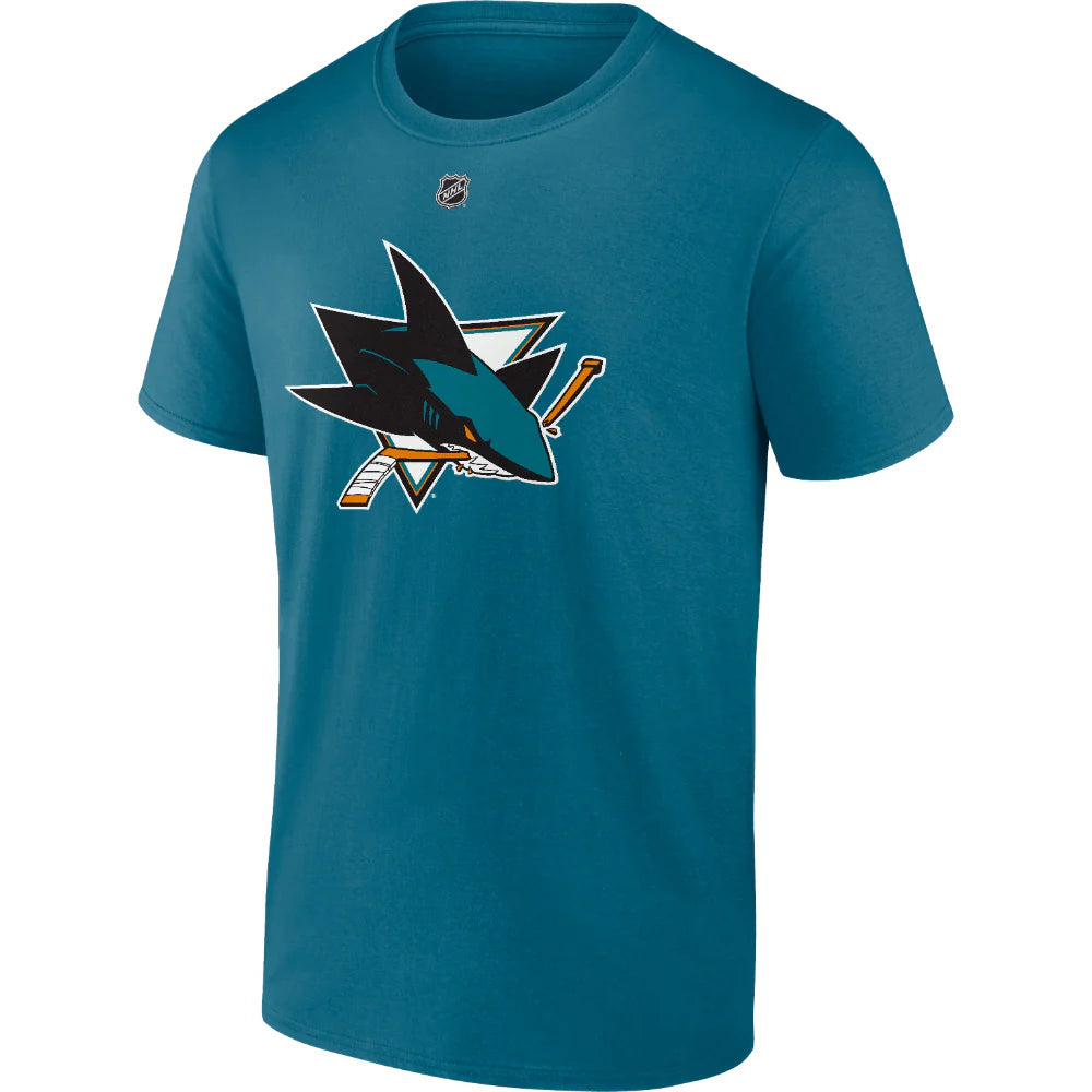 T-shirt authentique bleu sarcelle Macklin Celebrini des Sharks de San Jose (NHL) de marque Fanatics pour hommes