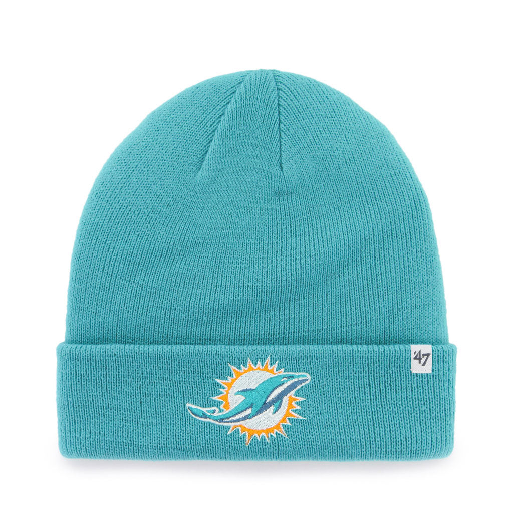 Bonnet tricoté à revers surélevé pour homme de la marque NFL 47 des Dolphins de Miami