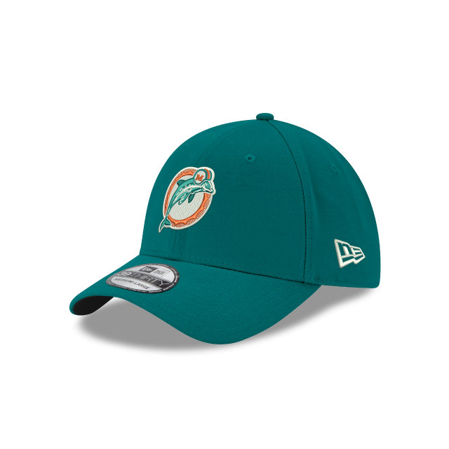 Miami Dolphins NFL New Era Aqua 39Thirty 1989 Casquette extensible avec logo classique pour homme