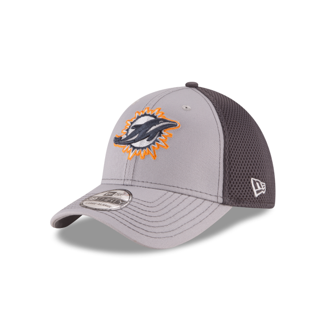 Miami Dolphins NFL New Era Men's Grey 39Thirty Grayed Out Neo 2 Stretch Fit Hat