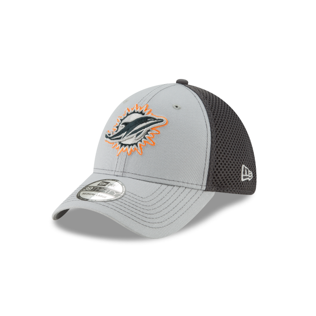 Miami Dolphins NFL New Era Men's Grey 39Thirty 2018 Grayed Out Neo 2 Stretch Fit Hat