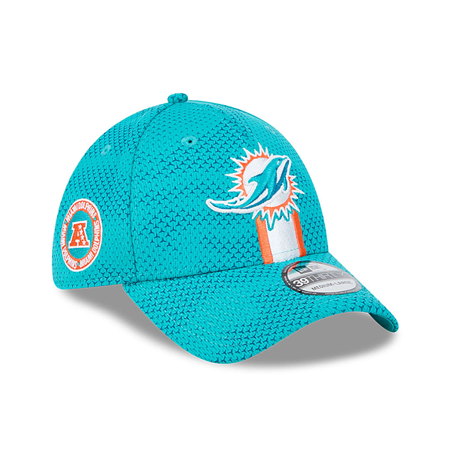 Casquette extensible pour homme Miami Dolphins NFL New Era 39Thirty 2024 Sideline Teal pour homme