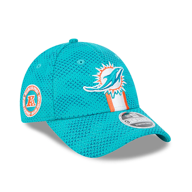 Casquette à pression extensible 9Forty 2024 Sideline pour homme des Dolphins de Miami NFL New Era bleu sarcelle