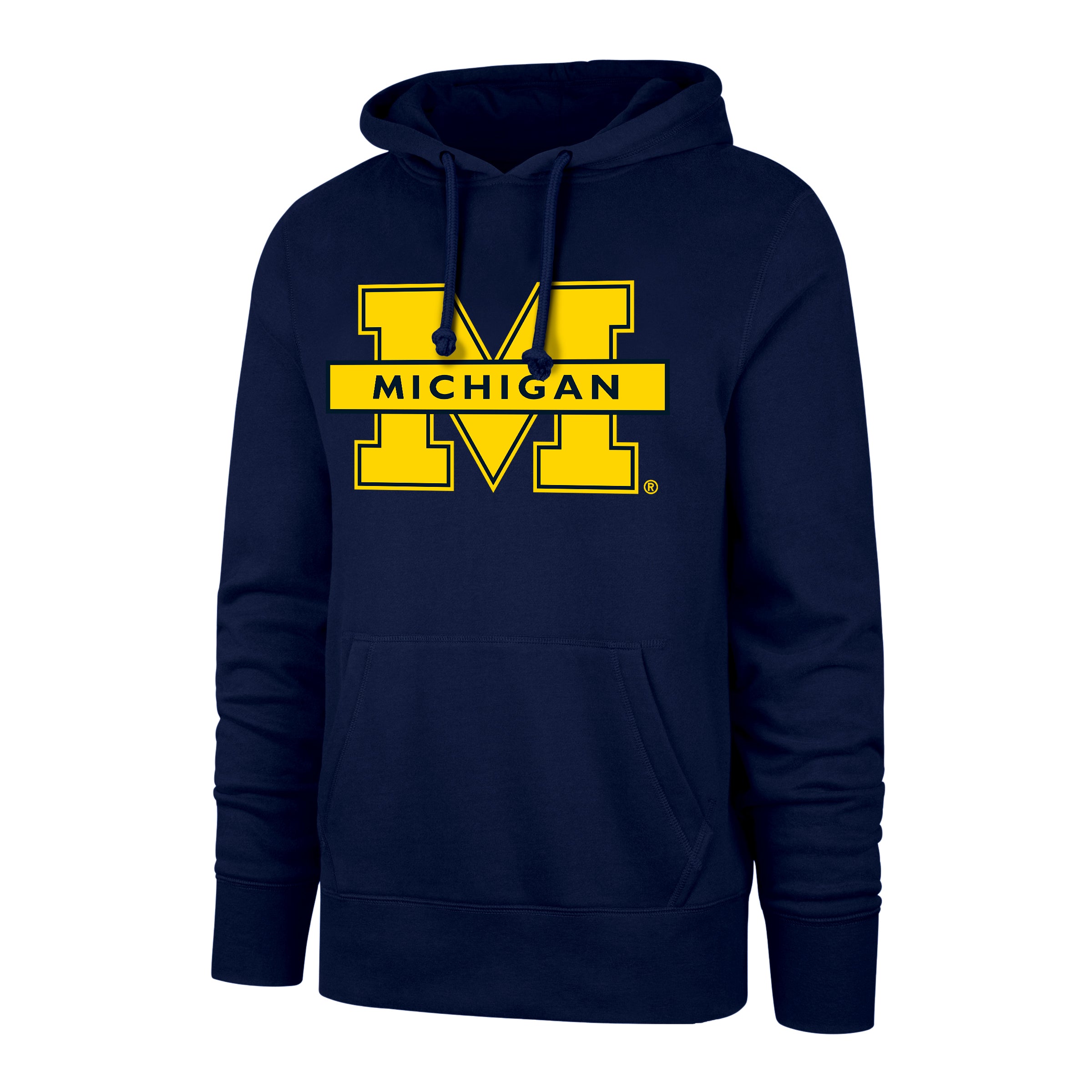 Michigan Wolverines NCAA 47 Brand Sweat à capuche pour homme avec imprimé bleu marine