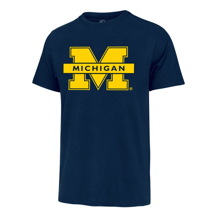 Michigan Wolverines NCAA 47 Brand Men's Navy Primary Logo Fan T-Shirt