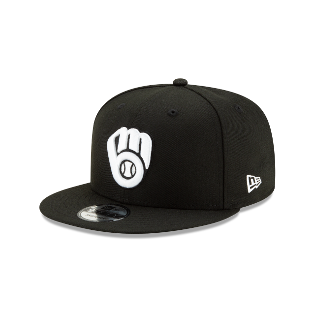 Milwaukee Brewers MLB New Era Men's Black White 9Fifty Basic Snapback