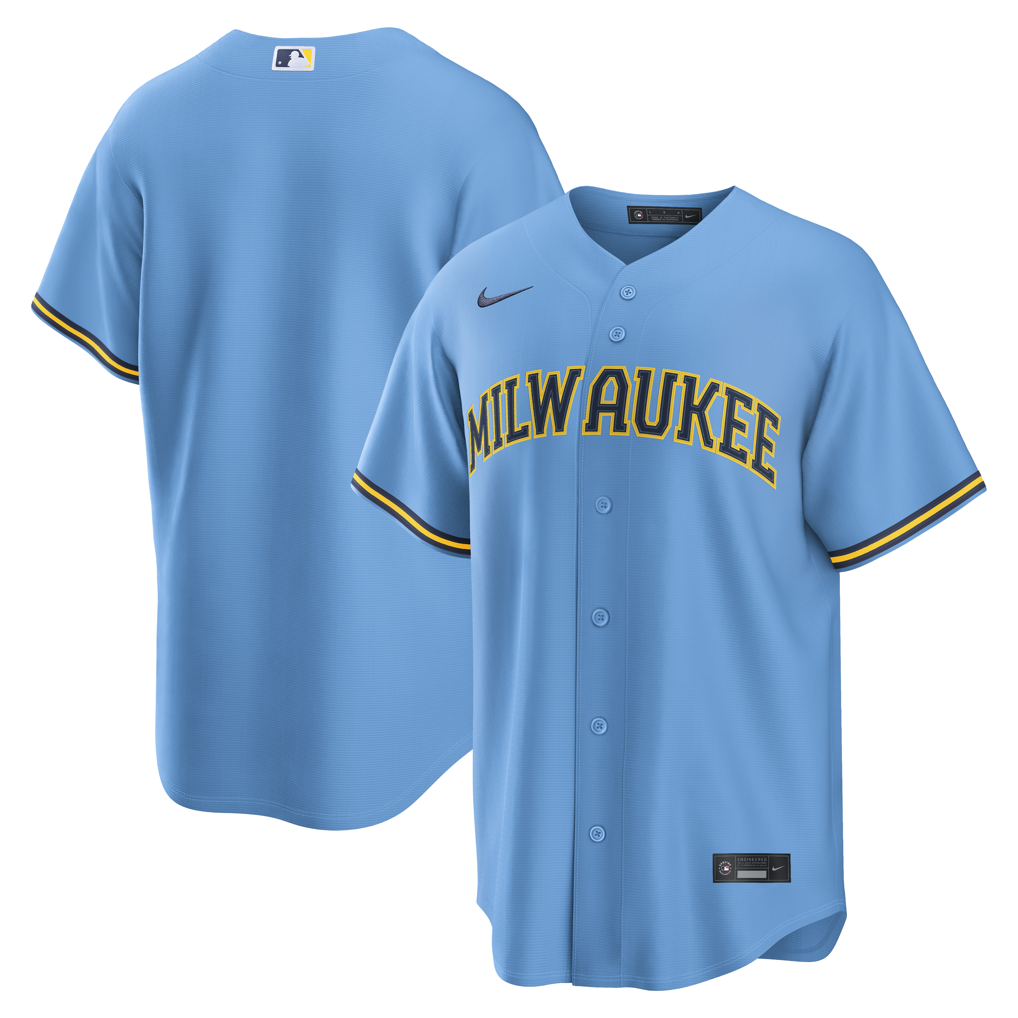 Milwaukee Brewers MLB Nike Men's Powder Blue Away Replica Jersey