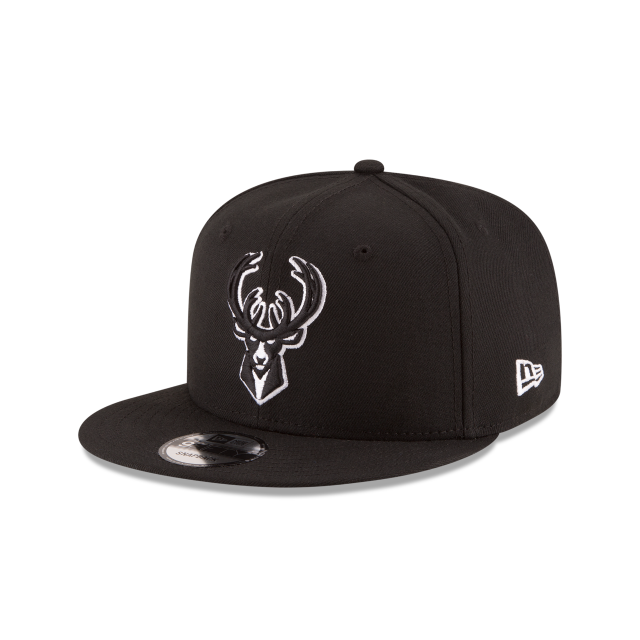 Casquette snapback 9Fifty Basic noire/blanche pour homme des Milwaukee Bucks NBA New Era