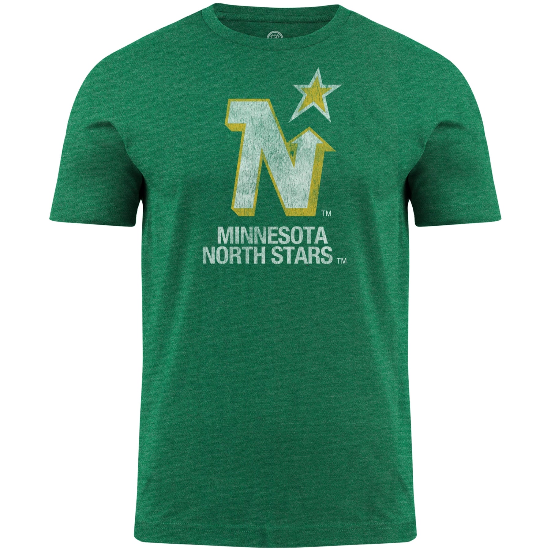 Minnesota North Stars NHL Bulletin T-shirt chiné vert vieilli avec logo vintage pour hommes