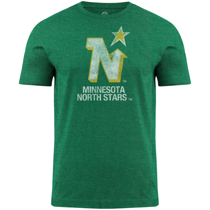 Minnesota North Stars NHL Bulletin Men's Green Distressed Vintage Logo Heathered T-Shirt