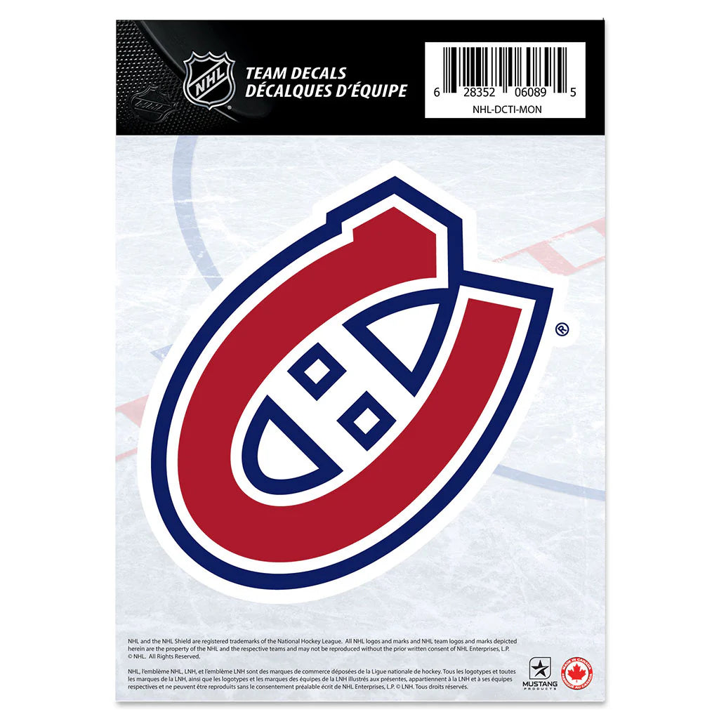 Autocollant de fan de l'équipe NHL des Canadiens de Montréal 5" x 7"