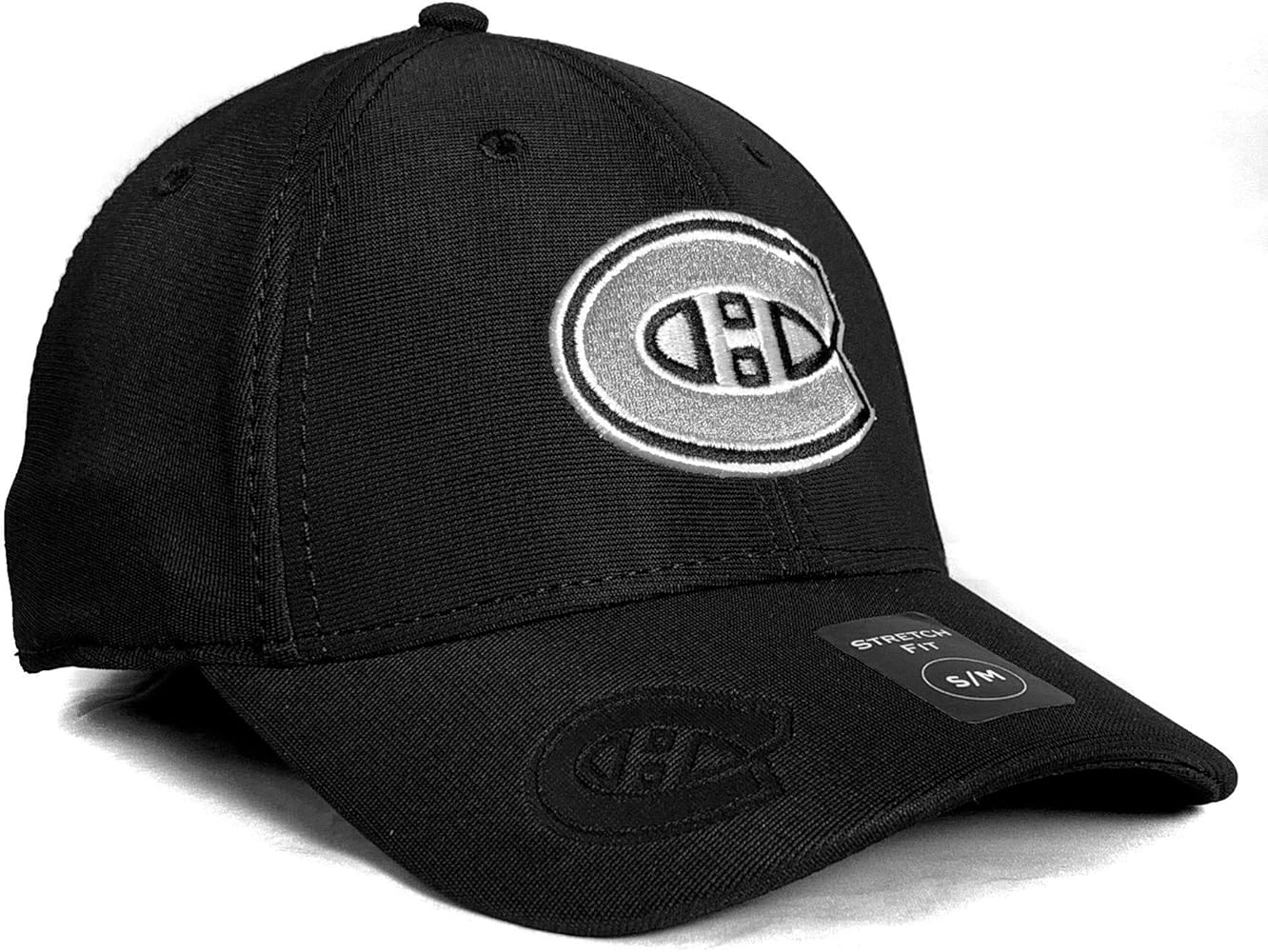 Montreal Canadiens NHL American Needle Men's Black E-Boss Platinum Stretch Fit Hat