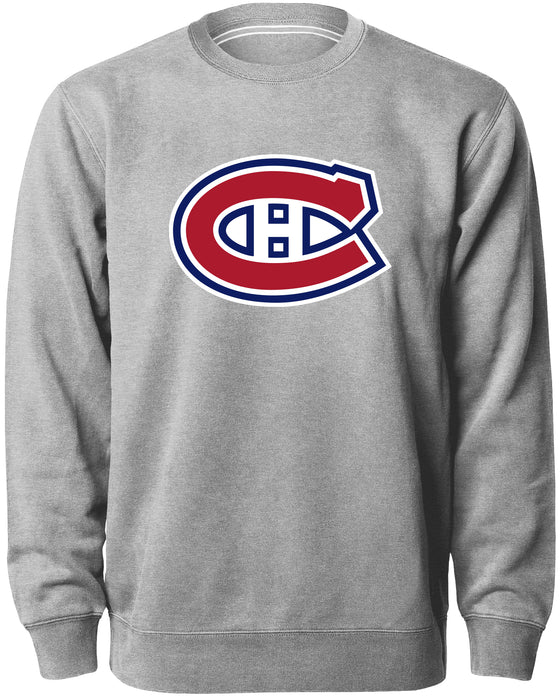 Montreal Canadiens NHL Bulletin Men's Athletic Grey Twill Logo Express Crew Sweater