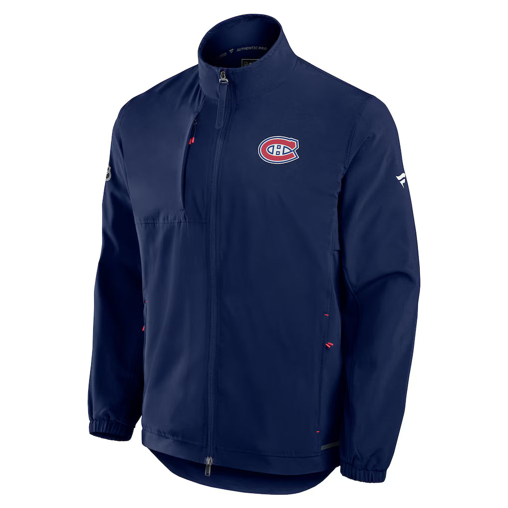 Veste d'entraîneur authentique Pro Rink pour homme, bleu marine, marque Fanatics, des Canadiens de Montréal (NHL).