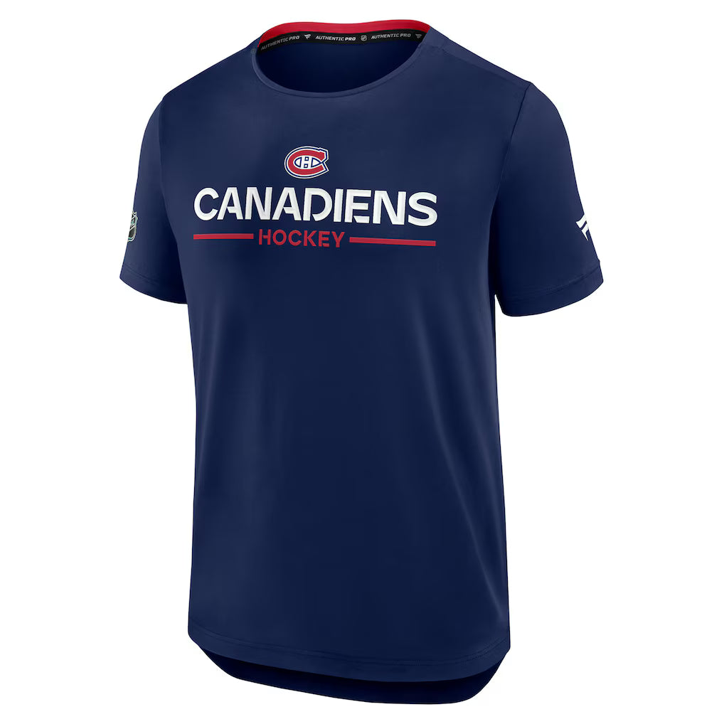 T-shirt technique Pro Rink 2025 authentique bleu marine de marque NHL Fanatics des Canadiens de Montréal pour homme