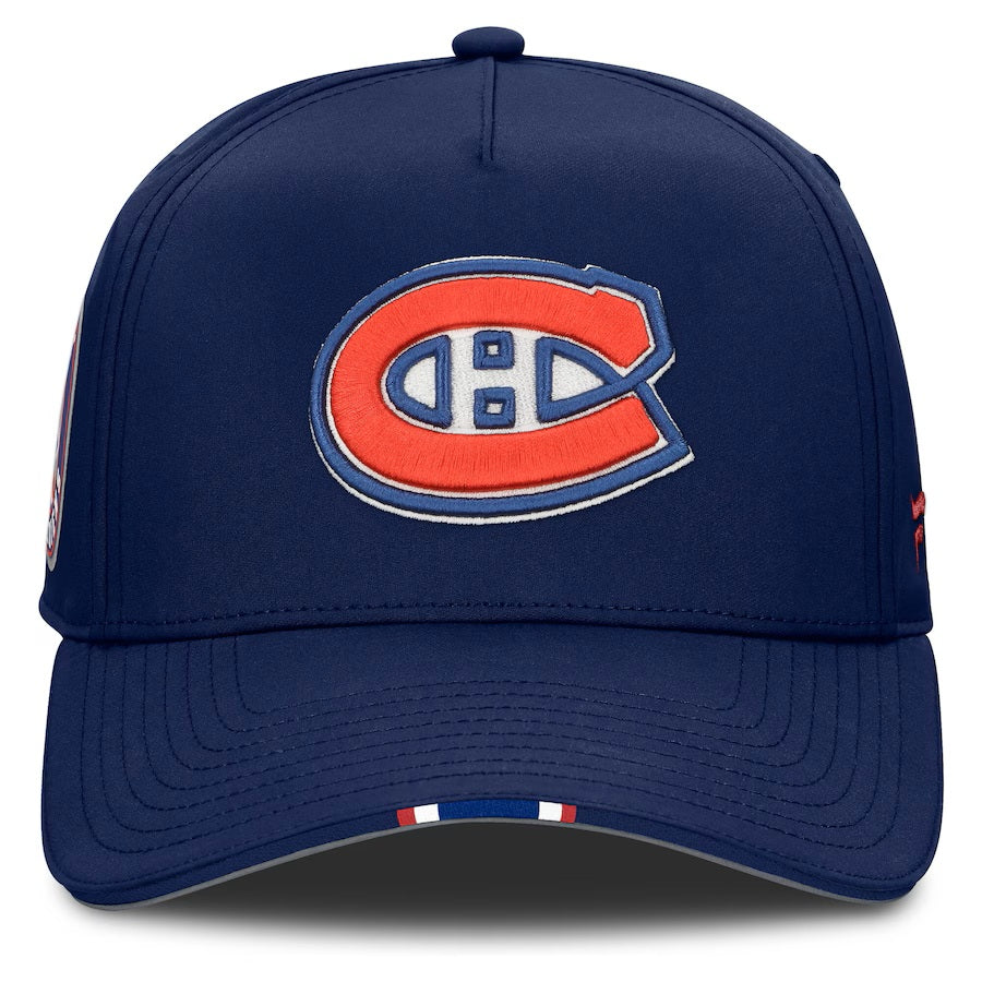 Montreal Canadiens NHL Fanatics Branded Men's Navy 2025 Draft Authentic Pro On-Stage Podium A-Frame Adjustable Hat