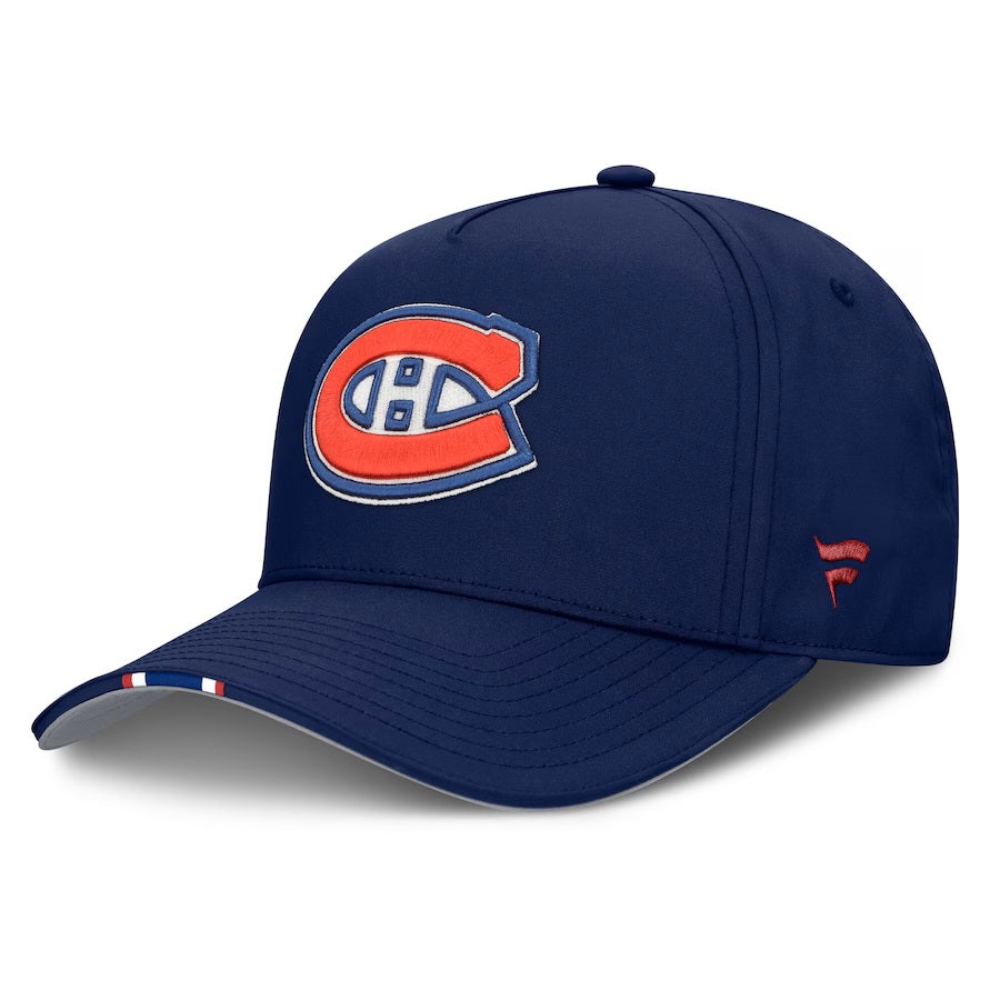 Montreal Canadiens NHL Fanatics Branded Men's Navy 2025 Draft Authentic Pro On-Stage Podium A-Frame Adjustable Hat