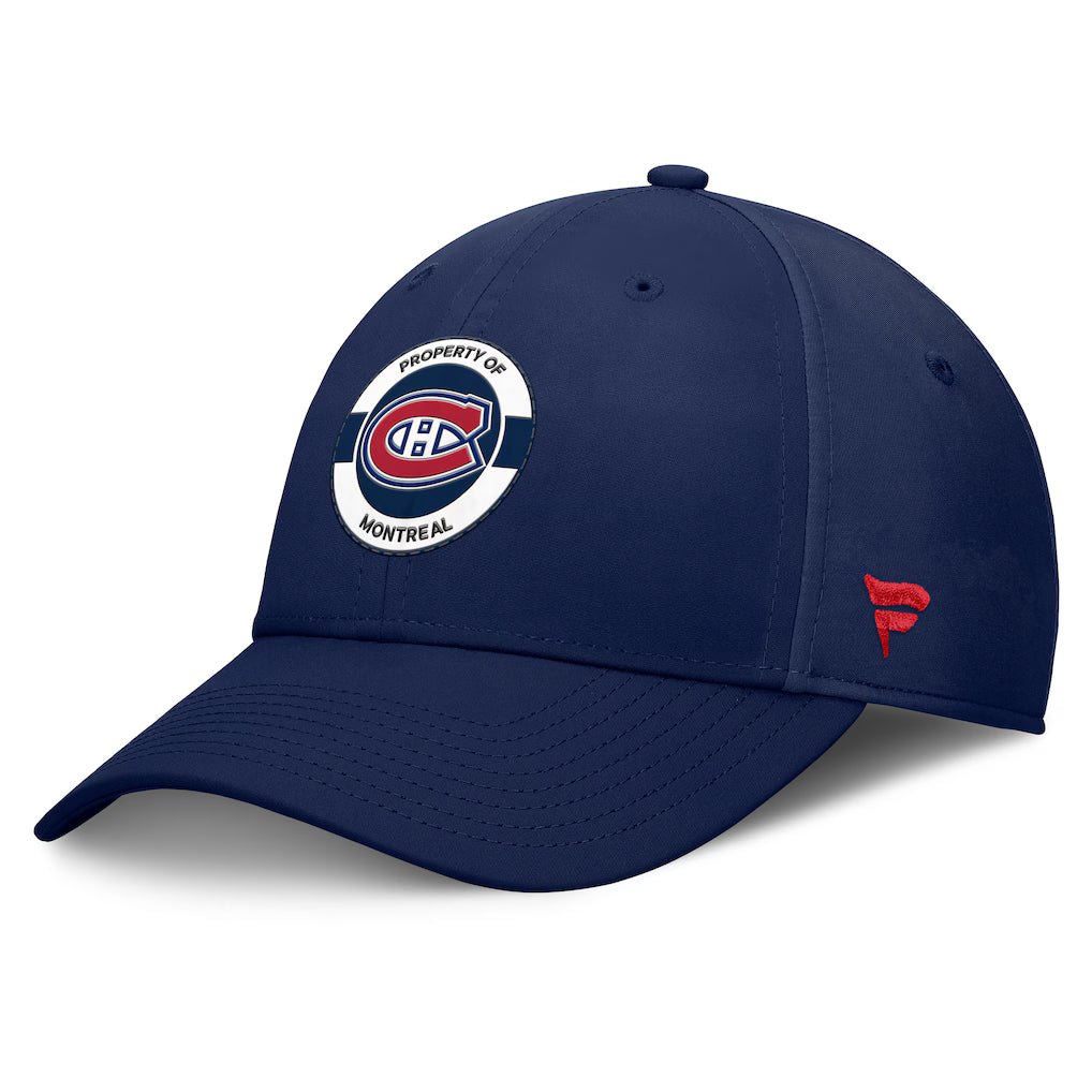 Montreal Canadiens NHL Fanatics Branded Men's Navy Authentic Pro 2025 Training Camp Stretch Fit Hat