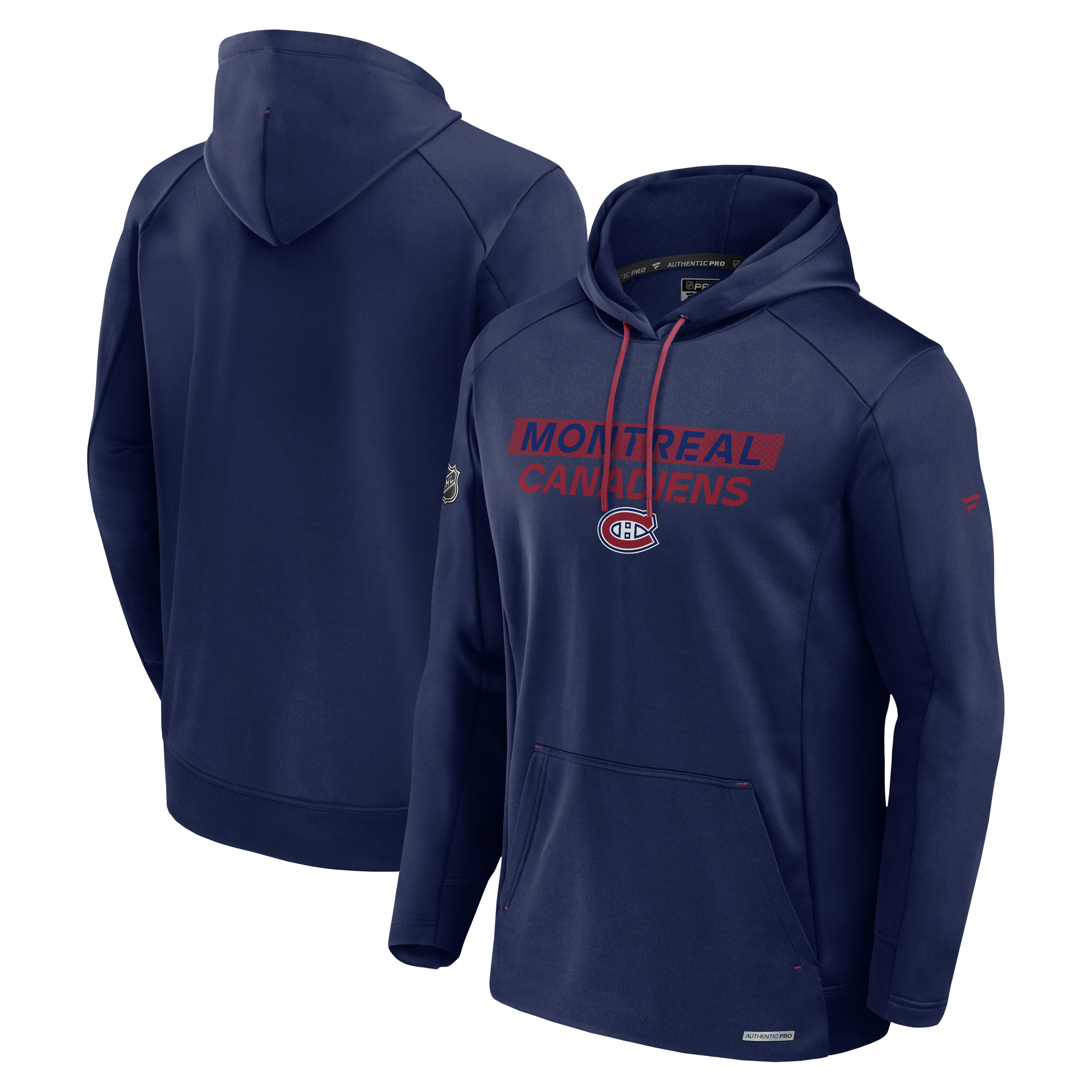 Montreal Canadiens NHL Fanatics Branded Men's Navy Authentic Pro Rink Pullover Hoodie