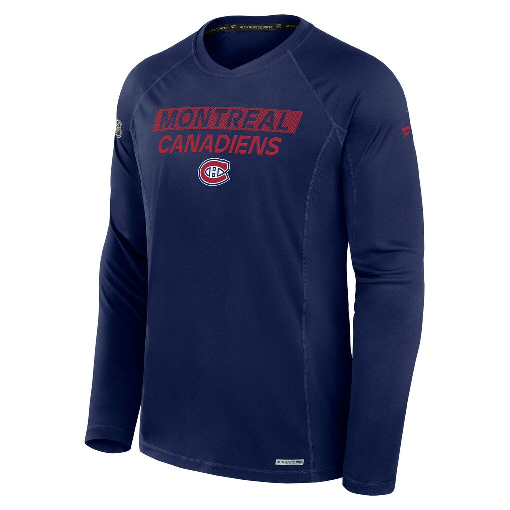 Chemise à manches longues bleu marine Authentic Pro Rink Tech des Canadiens de Montréal Fanatics Branded de la LNH pour hommes
