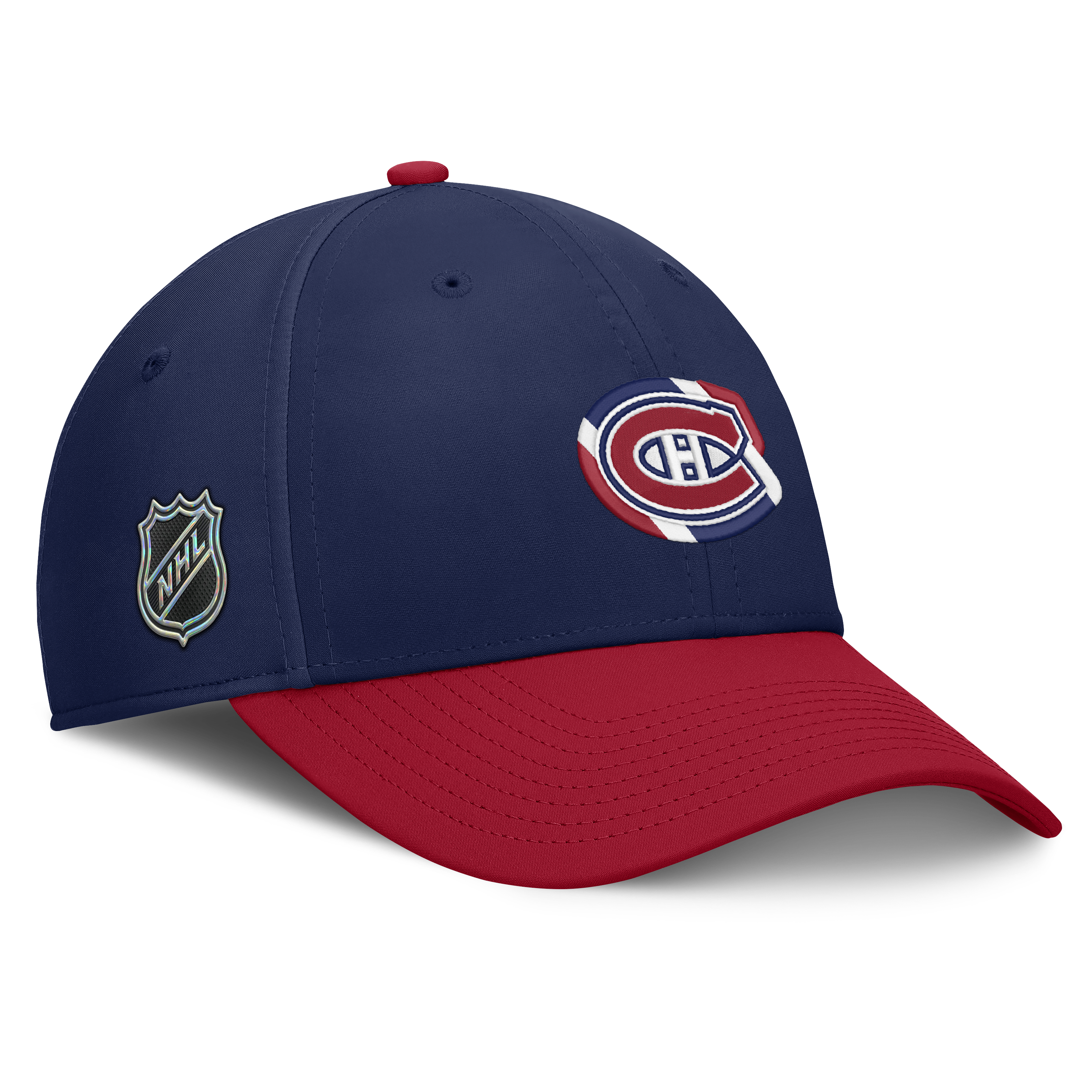 Montreal Canadiens NHL Fanatics Branded Men's Navy/Red 2026 Draft Authentic Pro Stretch Fit Hat