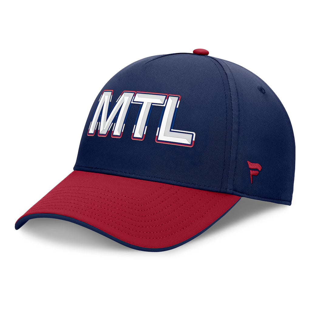 Montreal Canadiens NHL Fanatics Branded Men's Navy/Red Rink Stretch Fit Hat