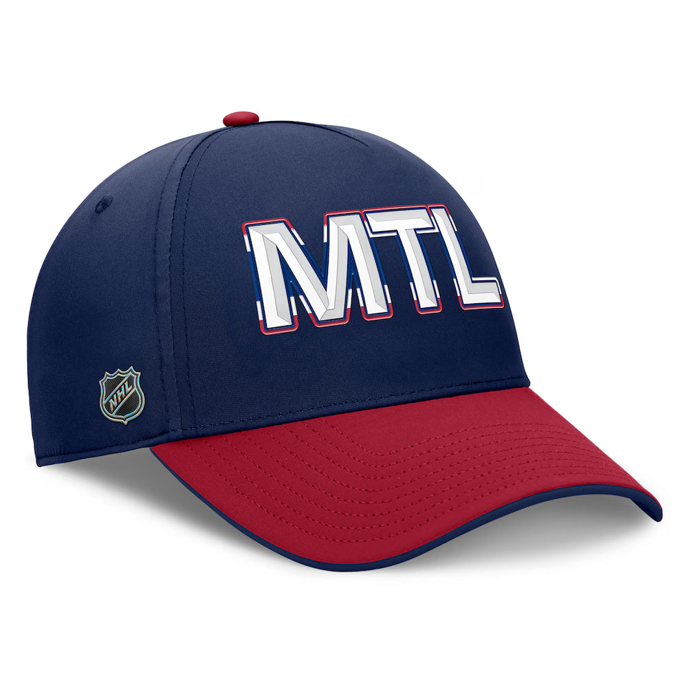 Montreal Canadiens NHL Fanatics Branded Men's Navy/Red Rink Stretch Fit Hat