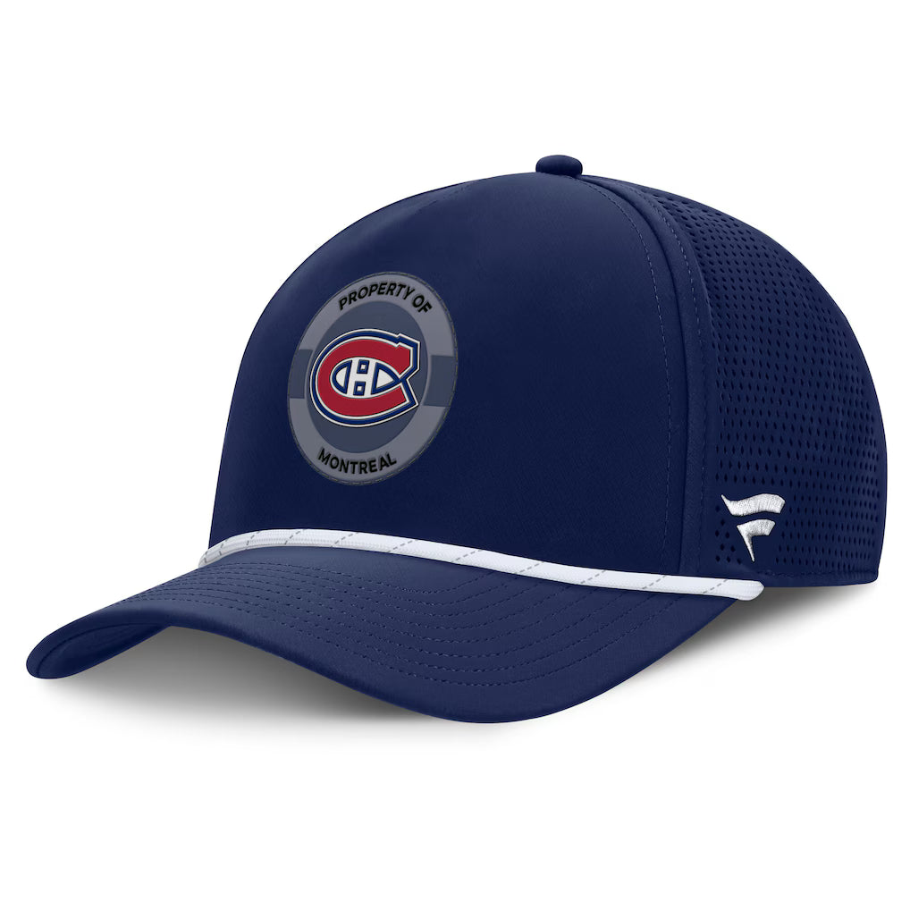 Montreal Canadiens NHL Fanatics Branded Men's Navy Rink Panel Pinch Snapback