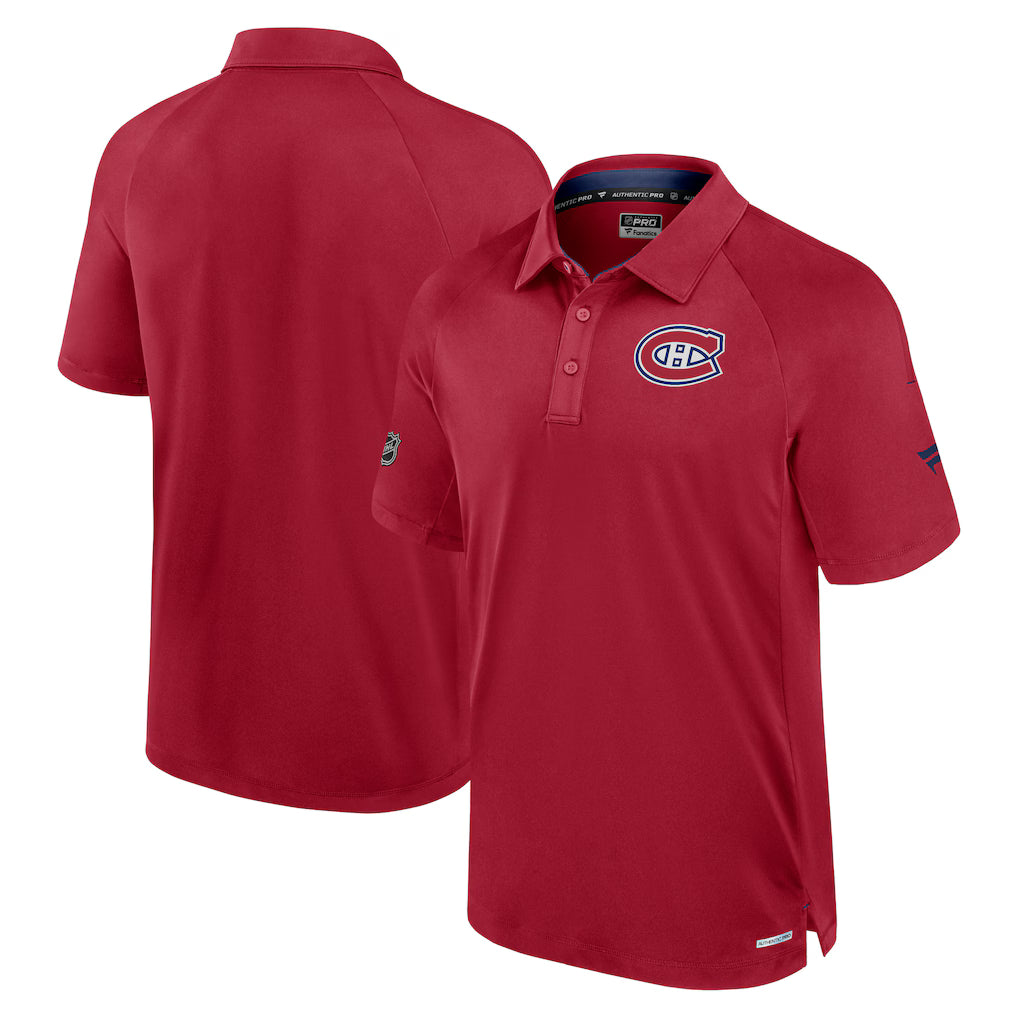 T-shirt polo rouge authentique Pro pour hommes Fanatics Branded de la LNH des Canadiens de Montréal