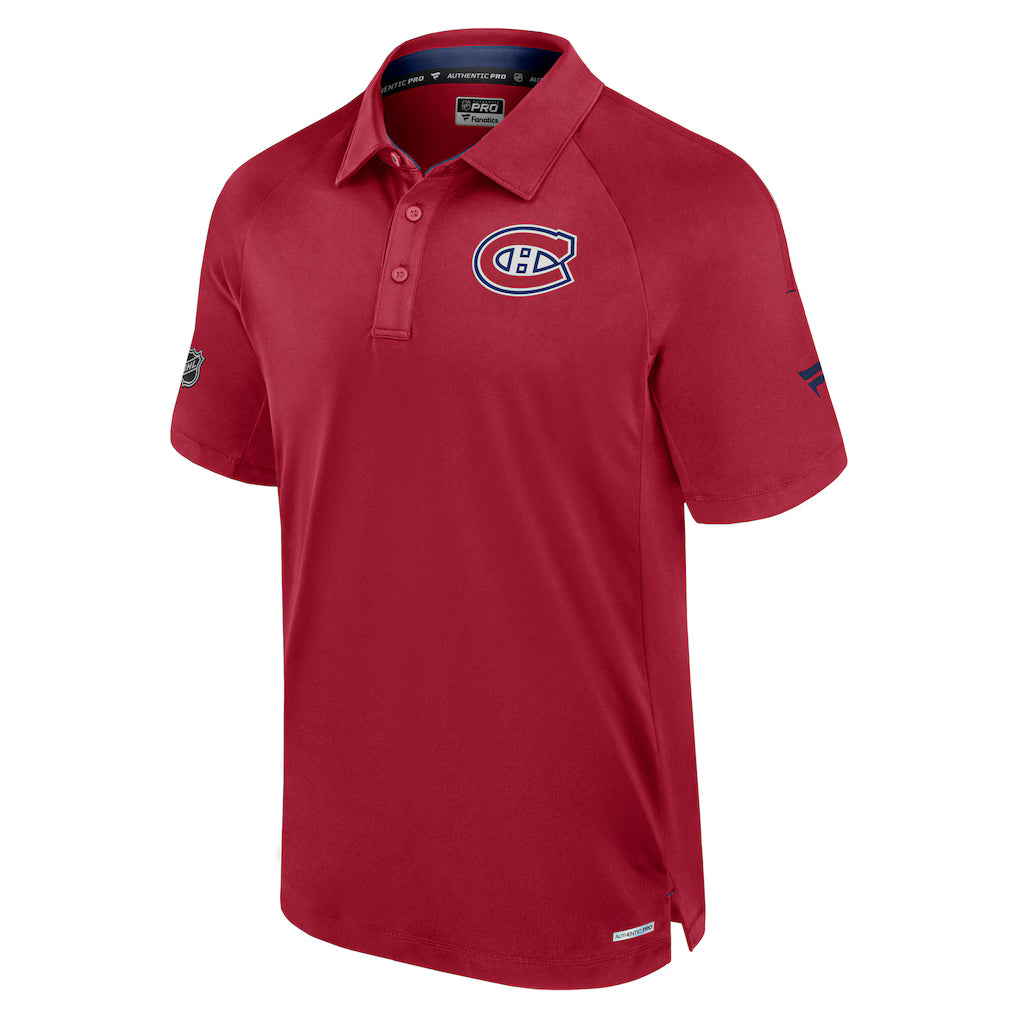 Montreal Canadiens NHL Fanatics Branded Men's Red Authentic Pro Polo T-Shirt