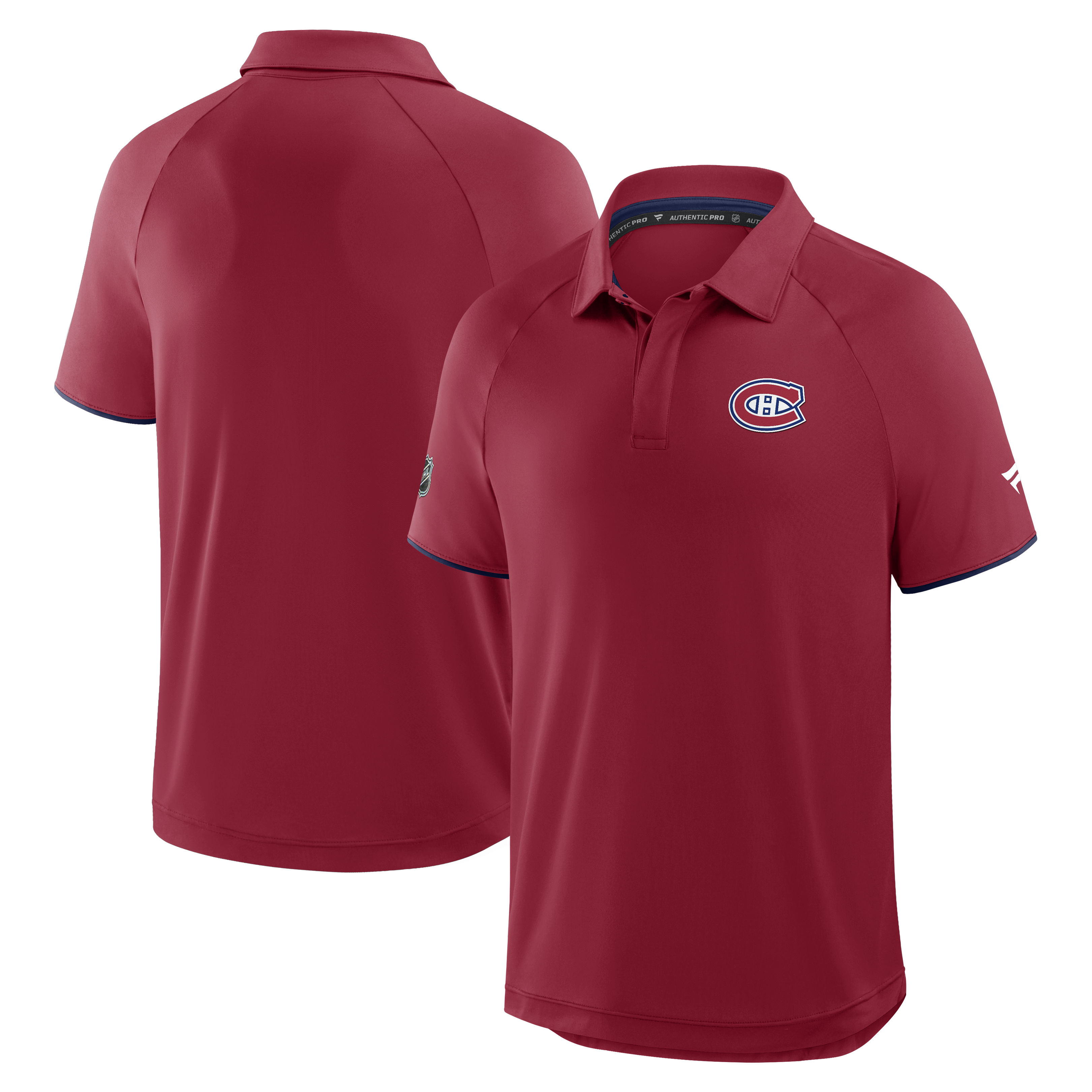 T-shirt polo authentique Pro rouge/bleu marine de marque NHL Fanatics des Canadiens de Montréal pour hommes