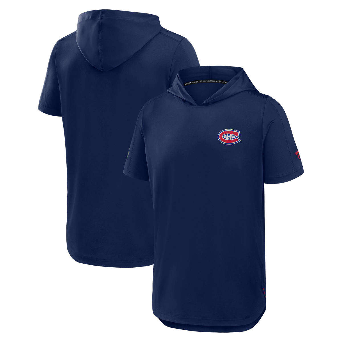 Montreal Canadiens NHL Fanatics Branded Men's Navy Authentic Pro Rink Short Sleeve Hoodie