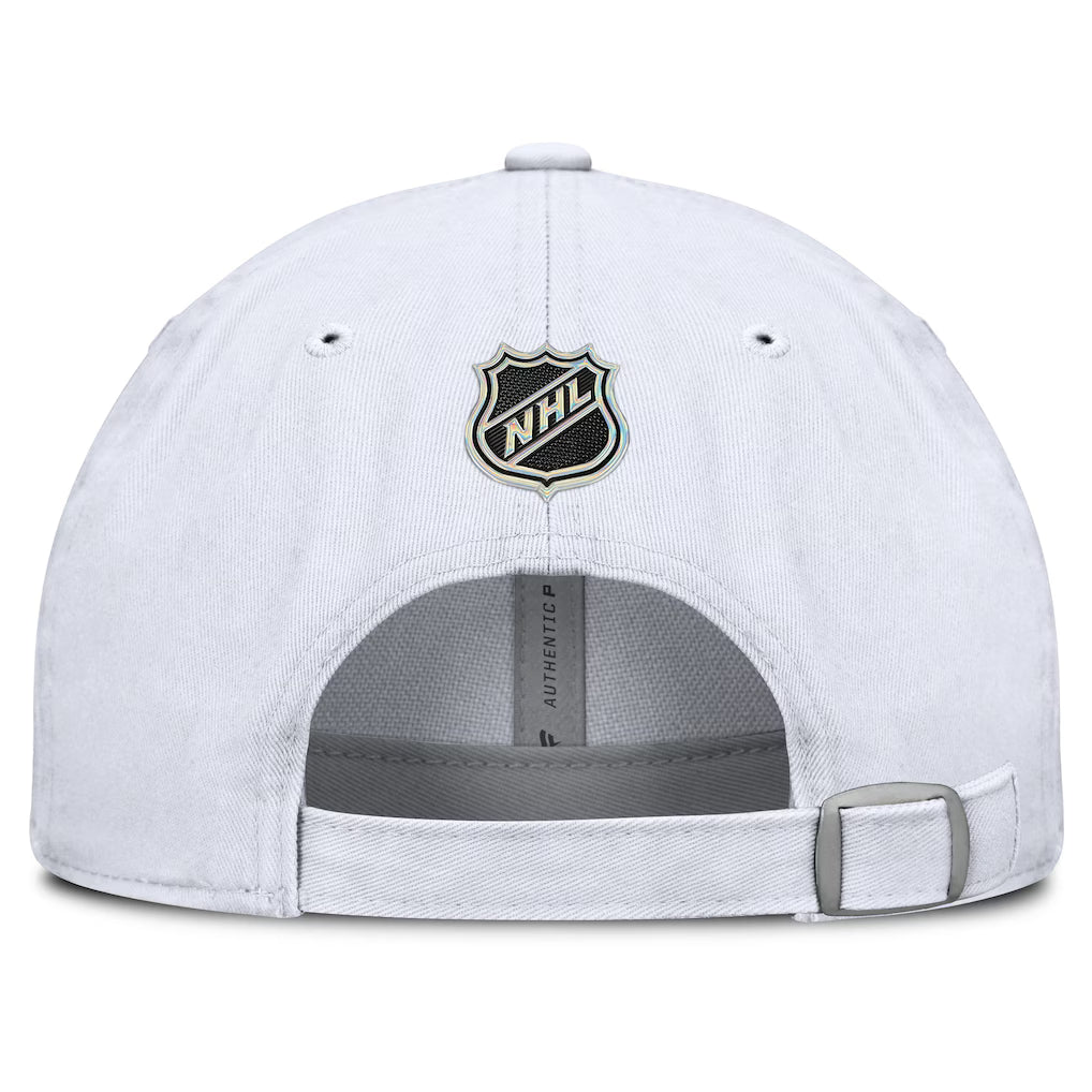 Montreal Canadiens NHL Fanatics Branded White 2025 Hockey Fights Cancer Authentic Pro Adjustable Hat