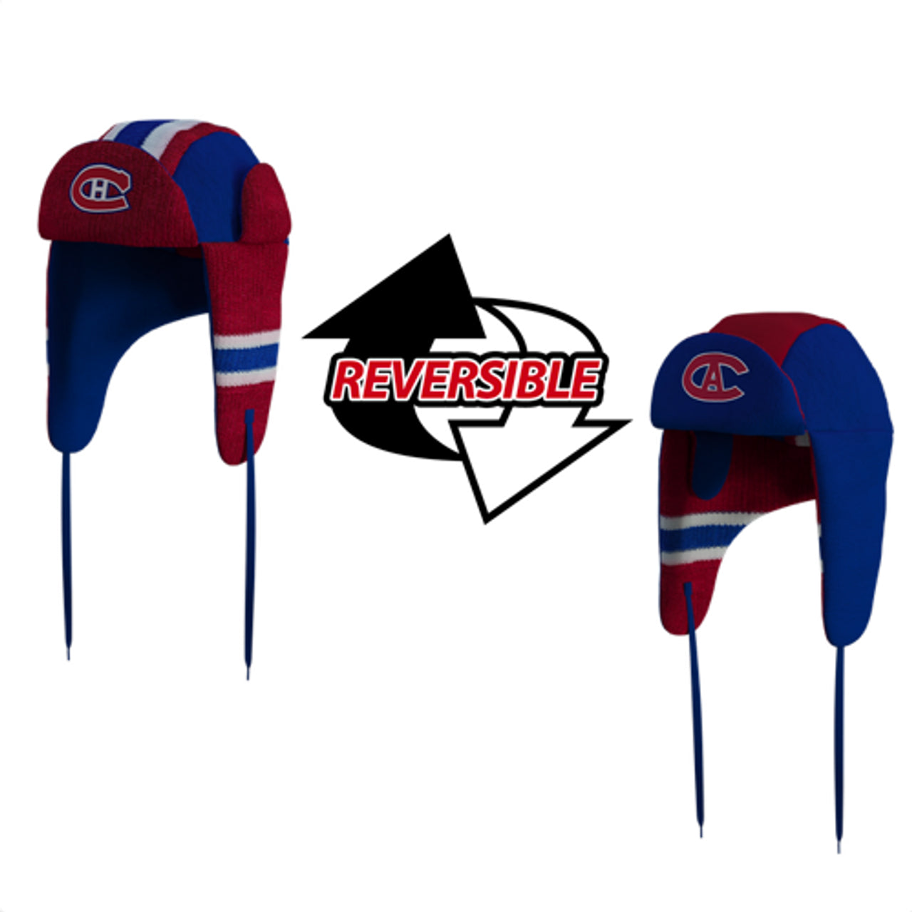 Montreal Canadiens NHL Hockey Sockey Men's Red Reversible Trapper