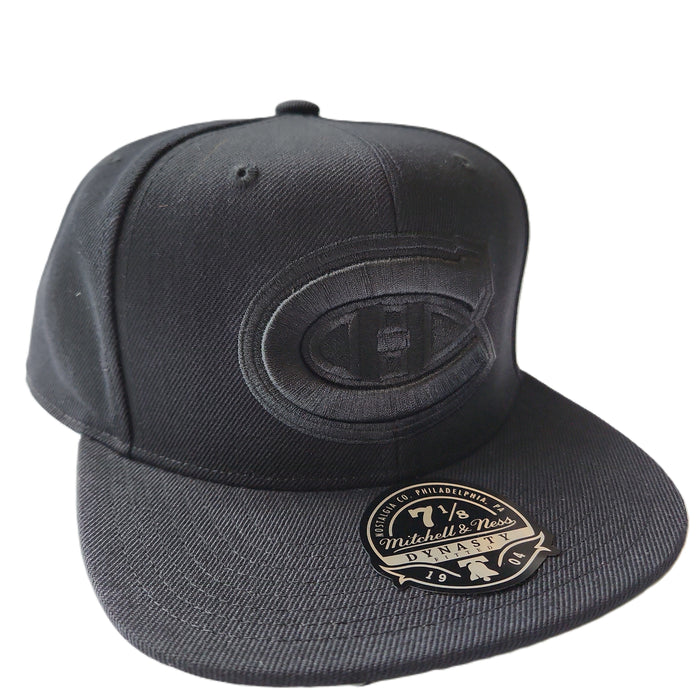 Montreal Canadiens NHL Mitchell & Ness Men's Black on Black Fitted Hat