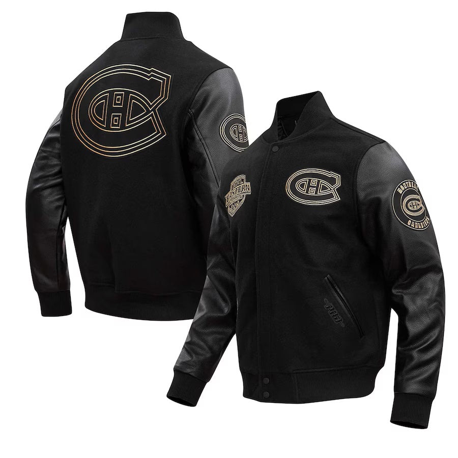 Montreal Canadiens NHL Pro Standard Men's Black/Gold Varsity Jacket