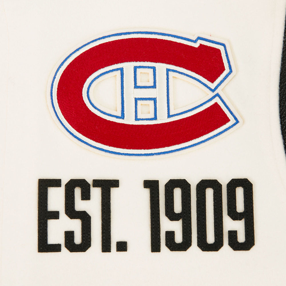 Montreal Canadiens NHL Pro Standard Men's Eggshell/Black Modern Originals Rib Wool Varsity Jacket