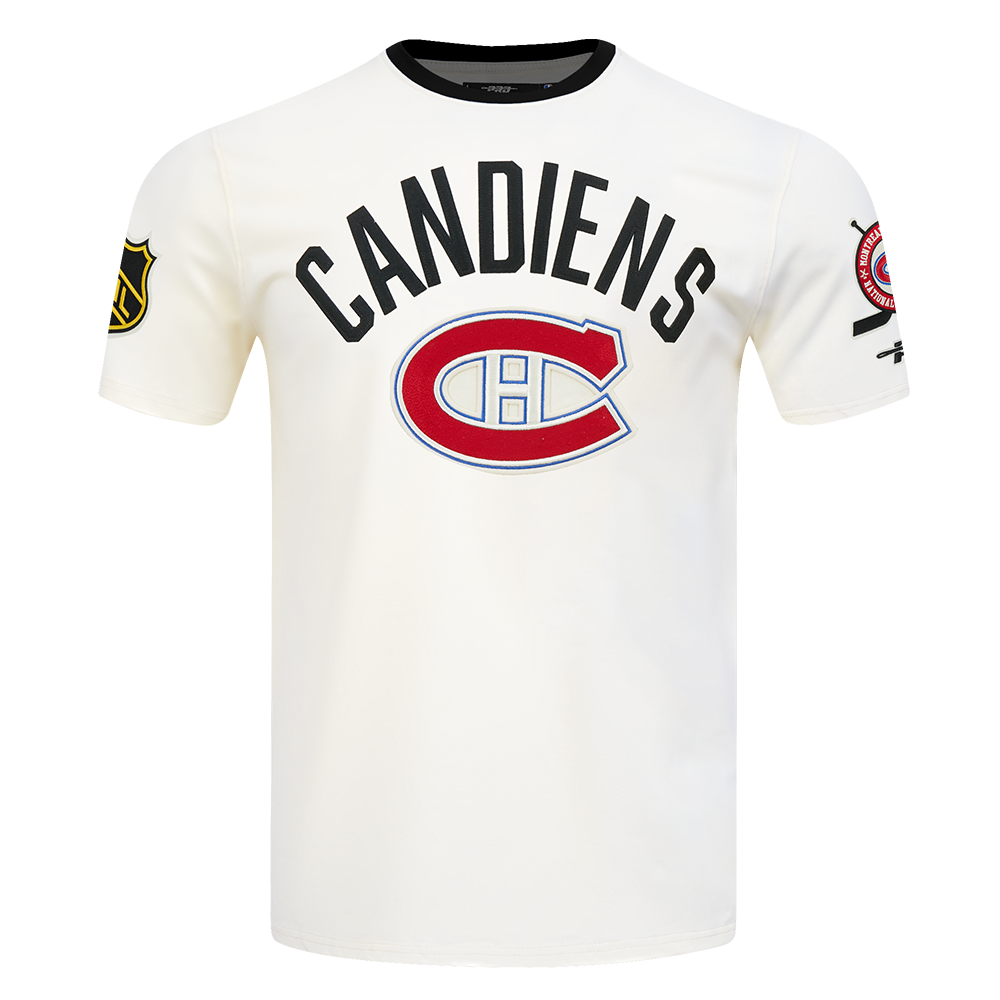 T-shirt à col rond Offwhite Modern Originals Cooperstown Ringer pour homme, modèle Pro Standard des Canadiens de Montréal de la LNH