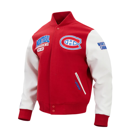 Montreal Canadiens NHL Pro Standard Men's Red/White City Arch Wool Varsity Jacket